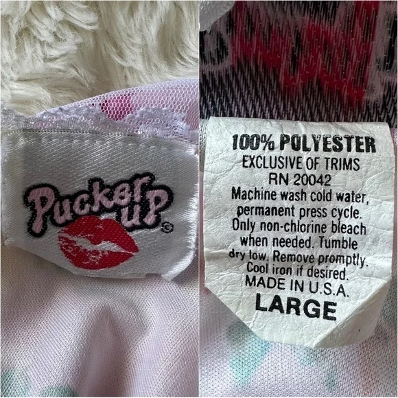 Pucker Up Slip Nightgown Sleepwear Vintage Floral Lace Pink L - Picture 8 of 12